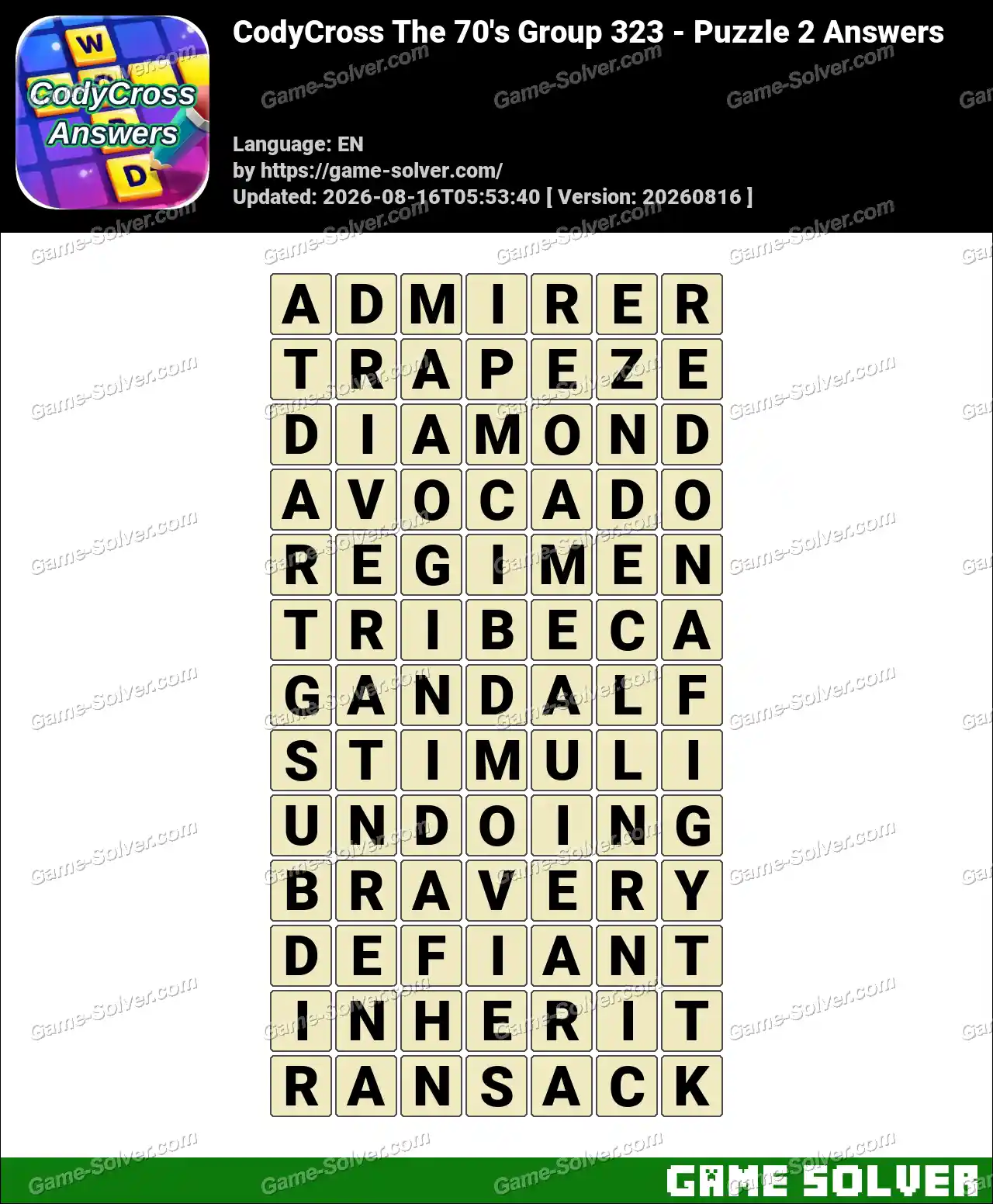 CodyCross The 70’s Group 323 – Puzzle 2 Answers
